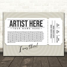Listing image for Concert Setlist Poster Print Canvas White Ticket - Any Artist, Date, Gig, Venue