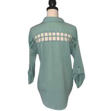 Mine Button Up Hi Low Hem Cut Out Back Design...