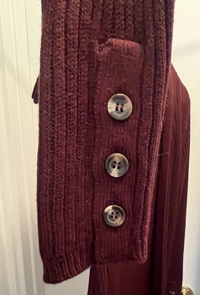 RD стиль длинным рукавом бордовый открытый передний кардиган свитер женщин L никогда не носил - Изображение 4 из 4