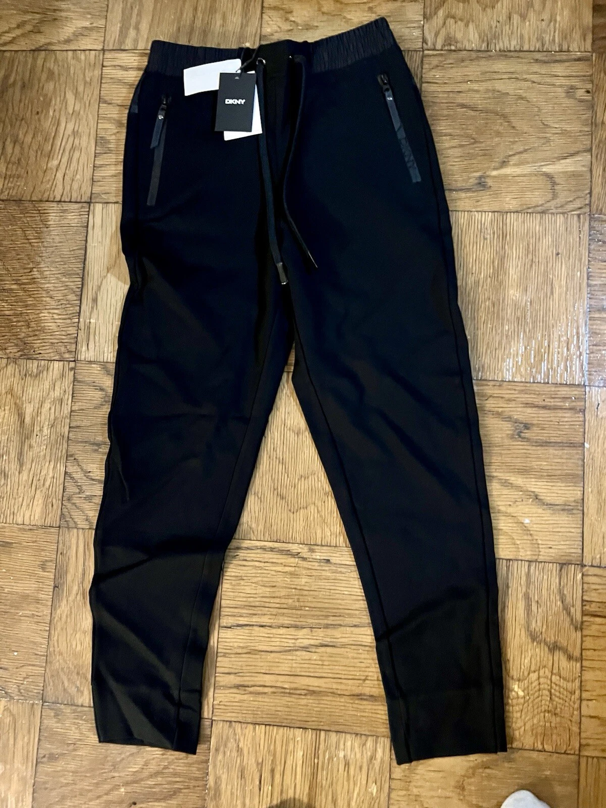 $Dkny Men's Black Stretch Nylon Spandex Joggers Pants Small