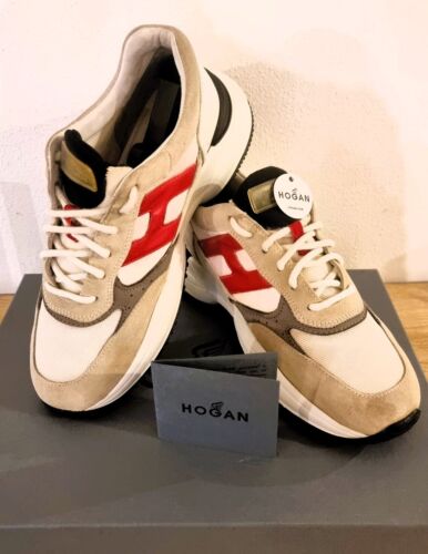 Hogan Men's Interaction No.7 Suede & Technical Fabric WHITE Grey H Red