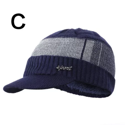 Outdoor Warm Winter Peak Peaked Beanie Visor Fleece Lined Hat Cap With Scarf - Picture 19 of 28