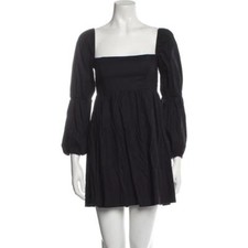 Reformation black long sleeve square neck cotton peasant dress size 8