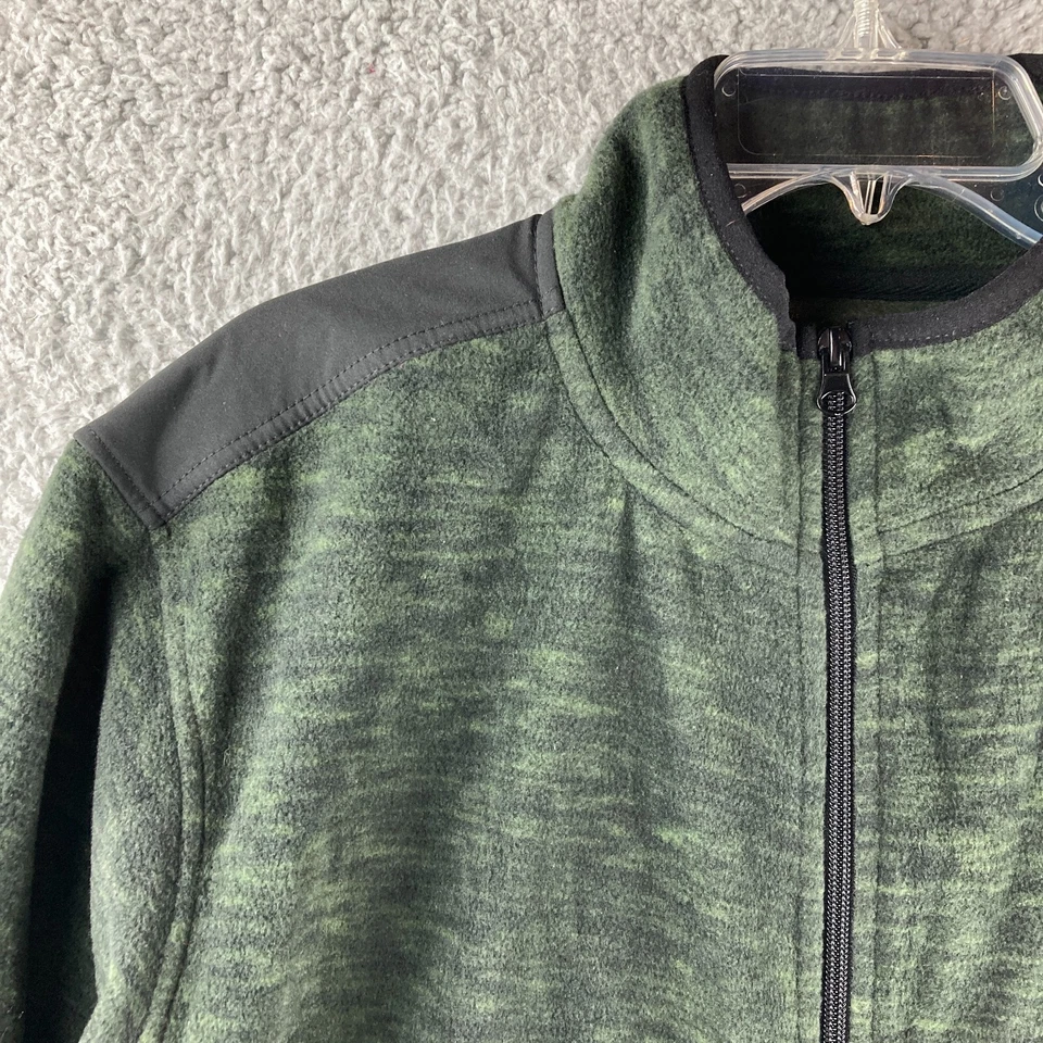 Open Trails Mens Size Large Green & Black Fleece Jacket Full Zip Pockets - Image 4 of 4