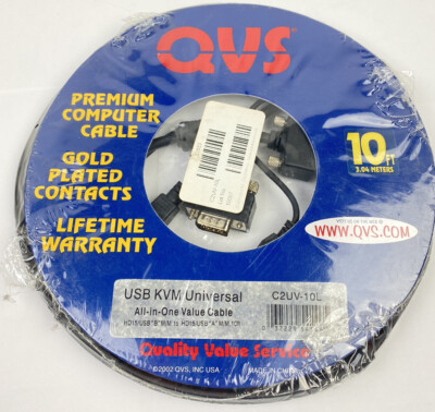 QVS Premium Computer Cable USB KVM Universal All-in-One Value 10 Ft