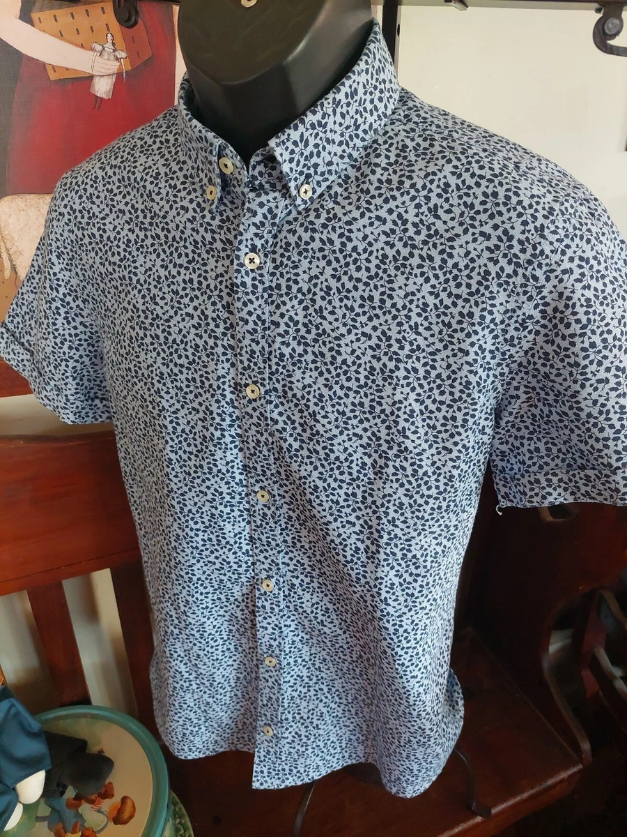 ZARA MAN SHIRT BLUE FLORAL SHORT SLEEVE CASUAL MEN S XS SLIM FIT