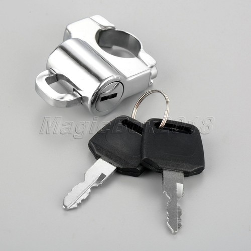1x Motorcycle Chrome Helmet Lock 22mm Handlebar Hanger Hook 2 Keys Set Universal - Picture 3 of 10