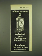 1974 Merriam-Webster Webster's New Collegiate Dictionary Advertisement
