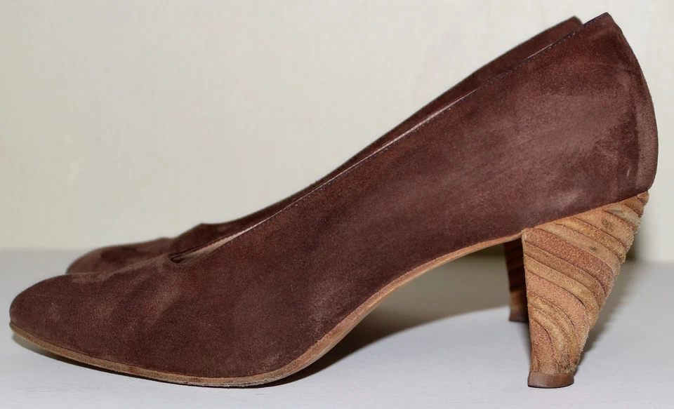 MAUD FRIZON Zapatos Cuero Gamuza Marrón con Tacón de Cordón de Cuero 6.5 Foto 3 de 4