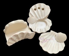 VTG 80s Vanity Set DINA Pink Swirl SEA SHELL OCEAN DECOR MCM RETRO Bathroom