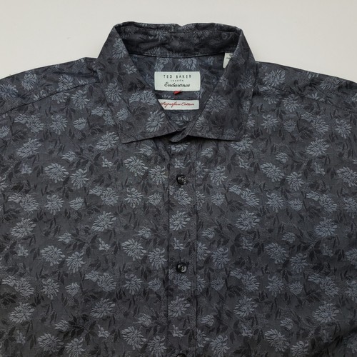 Ted Baker Mens Dress Shirt Floral Embroidery 16.5 = Large Regular Fit PRISTINE - Picture 5 of 13