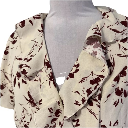 Agnes Orinda Cream & Maroon Floral Wrap Blouse With Peplum Size 2X NEW - Picture 2 of 11
