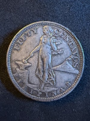 1944-S U.S. Philippines Fifty Centavos Silver Coin 75% Silver