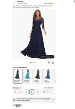Elegant Navy Blue Lace Dress Sequin Formal Evening Party Maxi Dress