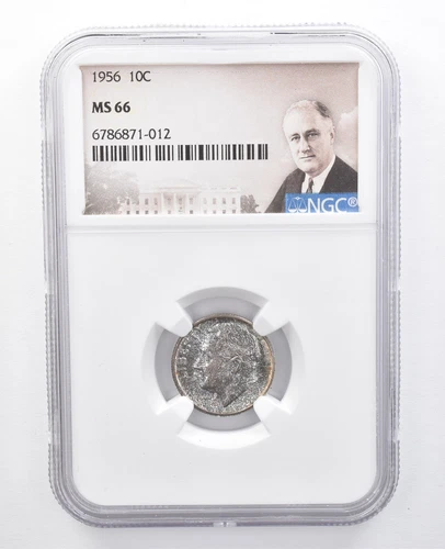 1956 Roosevelt Dime MS66 NGC Beautiful Blue Tone *7659