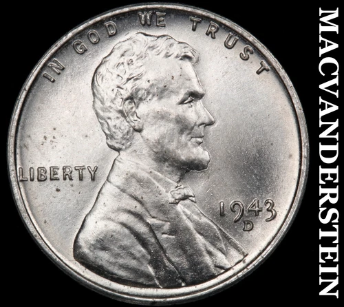 1943-D Lincoln Wheat Cent- Choice Gem Brilliant Uncirculated Luster #J3846