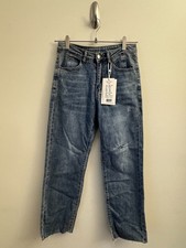 Women  s Distressed Straight Leg Jeans