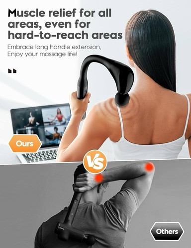 Massage Gun with Upgraded Extension Handle, 10MM Massage Gun Deep Tissue, Bac... - Picture 3 of 7
