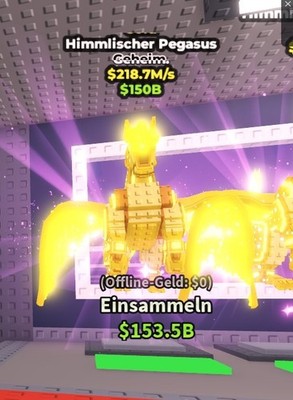 218M Gold Celestial Pegasus Steal a Brainrot Secret Selten Top Preis