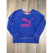 Puma Sportlifestyle Blue Pink Distressed Logo Sweatshirt 828626 Womens Large