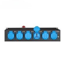 32A 5Pin Waterproof Power Distro  6-Ch 16A Euro Output, In Out Design