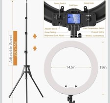 Pixel R60C 19" LED Ring Light W/ Remote Control, Stand, Power Cable