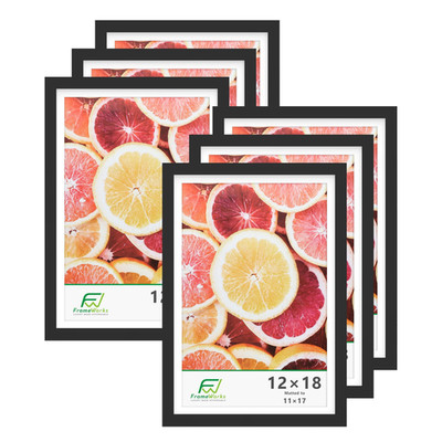 Frameworks 12X18 Mat To 11X17 Classic Wooden Picture Frames Tempered Glass