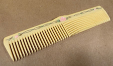 Vintage 1960s 50s Celluloid Hair Comb Large 7-3/4 Mid Century Vanity - Painted