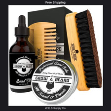 beard grooming kit beard brush comb oil balm men's facial hair set
