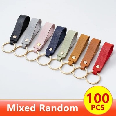 PU Leather Keychain Straps Bulk Lot - 30, 50 or 100 pcs DIY Key Rings