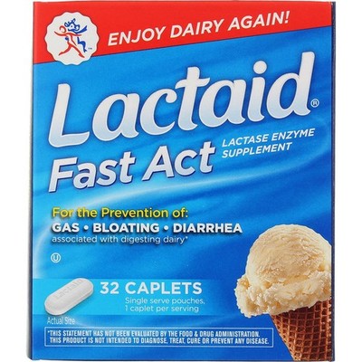 Lactaid Fast Act Lactase Enzyme Supplement Caplets, 32 Ct