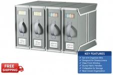 4-Pack Foldable Bed Sheet Organizers – Linen Closet Storage Boxes Duvet Cover.