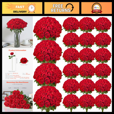 500 Pcs Realistic Red Foam Roses - Faux Flowers for DIY Wedding Bouquets, Home D