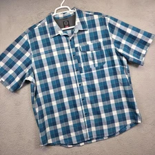 Wrangler ATG Shirt Mens 2XL Regular Fit Check Plaid Performance Outdoor Utility