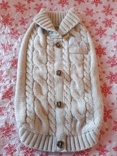 NWOT Merry  Bright Winter Dog Cat Cable Knit Sweater Jacket Small Beige