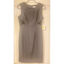 Calvin Klein Womens Colorblock Sheath Dress Charcoal Black CD2X1RKU Size 4 NWT