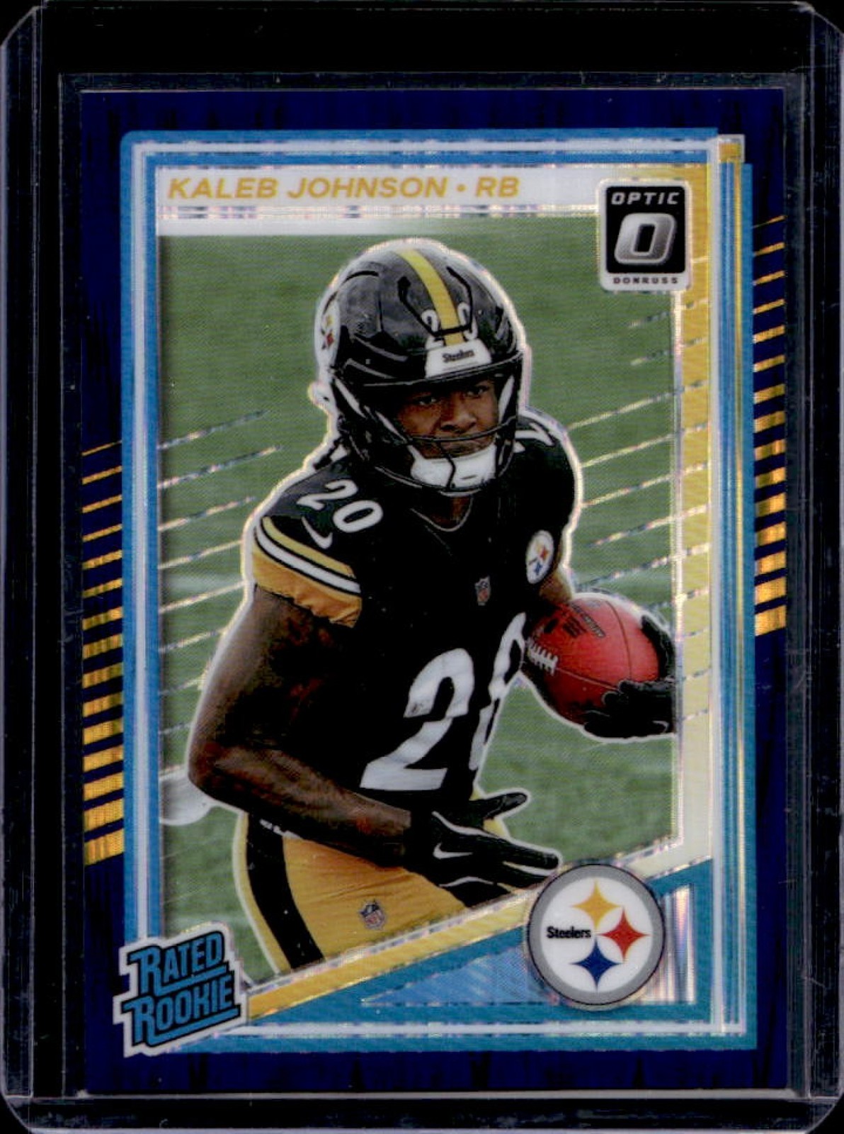 2025 Panini Donruss Optic Kaleb Johnson Rated Rookie Purple Shock Prizm #232