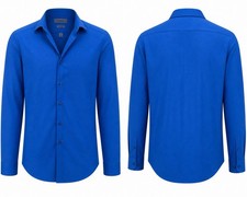 Calvin Klein Men's Slim Fit Non Iron Blue Button-Up Shirt S Long Sleeve