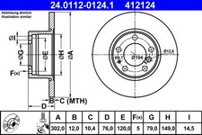 2x ATE Bremsscheibe 24.0112-0124.1 für E34 BMW 5er Touring 518 520 24V 524 525