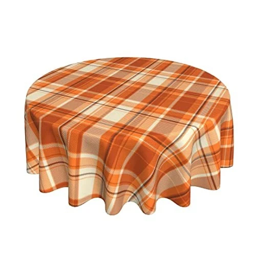  Fall Tablecloth 60 Inch Round Autumn Thanksgiving Plaid Table Cloth Dust  - Image 2 of 4