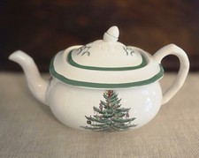 Vintage Spode Christmas Tree Teapot Lid Green Trim Made in England EUC