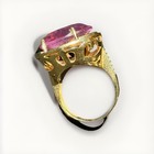 Solid 14K Yellow Gold Pink Quartz Cocktail Ring Size 7.5 — photo 4