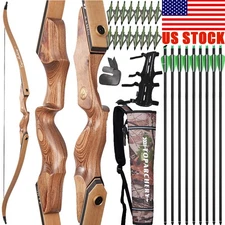 60'' Takedown Recurve Bow 30-50lbs 30'' Arrows Adult Archery Target Hunting RH