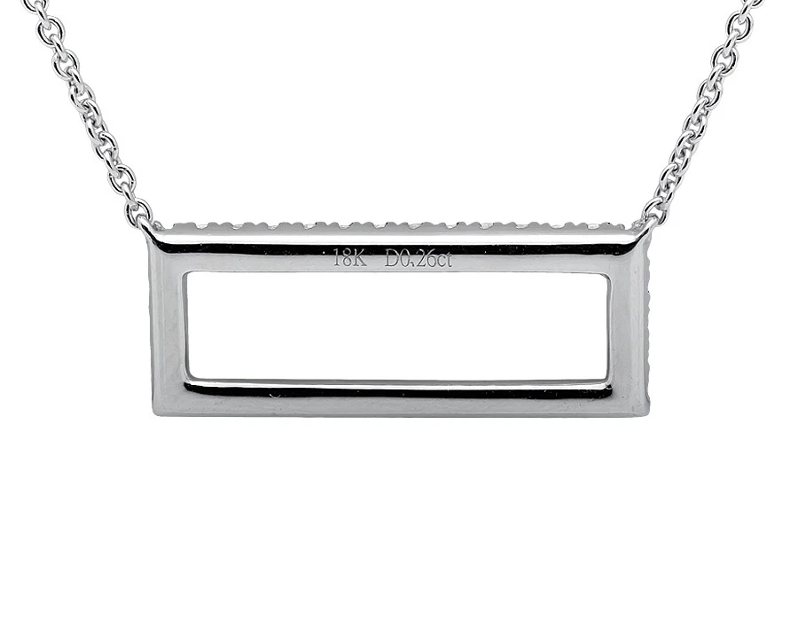 18K White Gold 3/4 Inch Block Genuine Diamond Pendant Charm with 18" Chain .40ct - Image 3 of 4