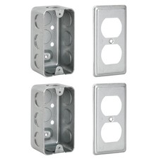 Pack of 2 Metal Outlet Box 4 inch 1-Gang,Thickness 1.6mm,Electrical Outlet Bo...