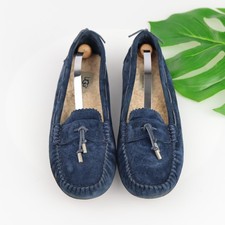UGG Womens Roni Driving Loafers Size 9 Blue Suede Sheepskin Moccasins Flat Shoes