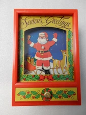 Vintage YAP'S Dancing Santa Music Jewelry Box Jingle Bells Wind WORKING EX COND
