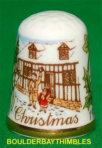 THIMBLE CAVERSWALL CHINA - CHRISTMAS 1983 Horse Drawn Sleigh ENGLAND - Picture 3 of 8