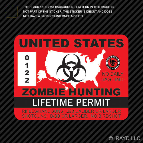 Zombie Oklahoma State Hunting Permit Sticker Decal - Made In USA - Foto 2
