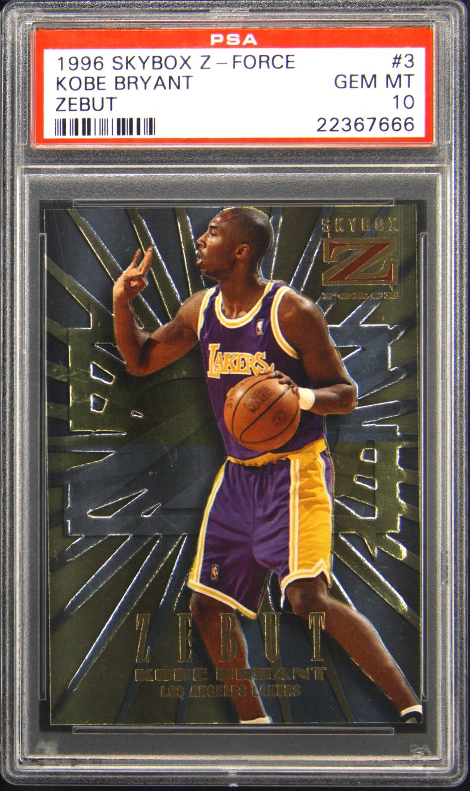 1996 Skybox Z-Force Zebut #3 Kobe Bryant Rookie RC PSA 10 Gem Mint